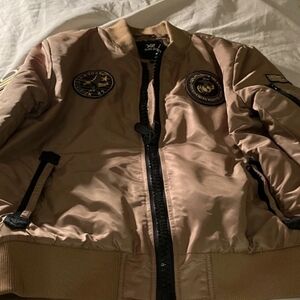Vintage Top Gun Style Flight Bomber Jacket Airborne 87 Sergeant 2XL